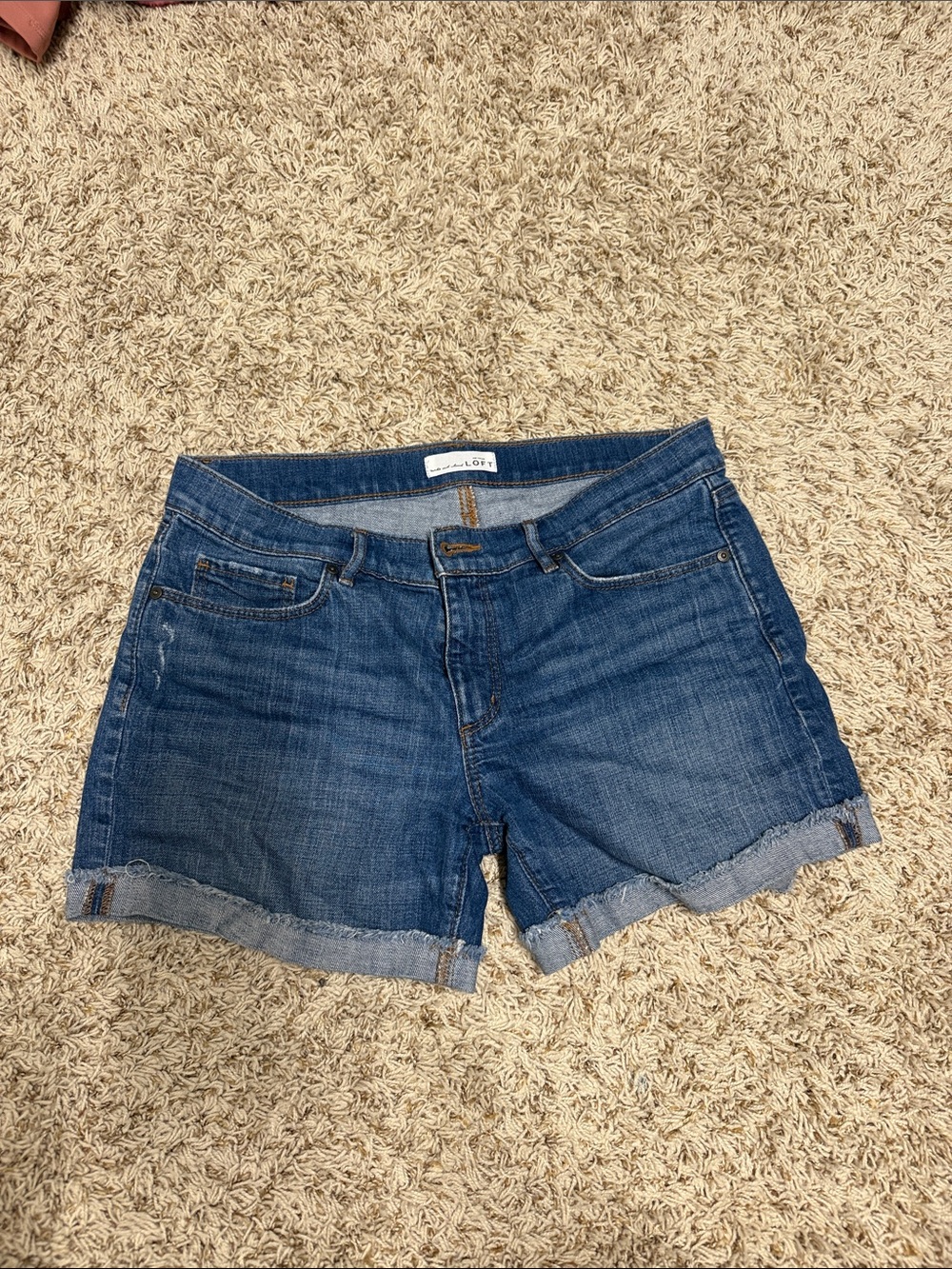 LOFT Dark Blue Rolled-Hem Denim Shorts